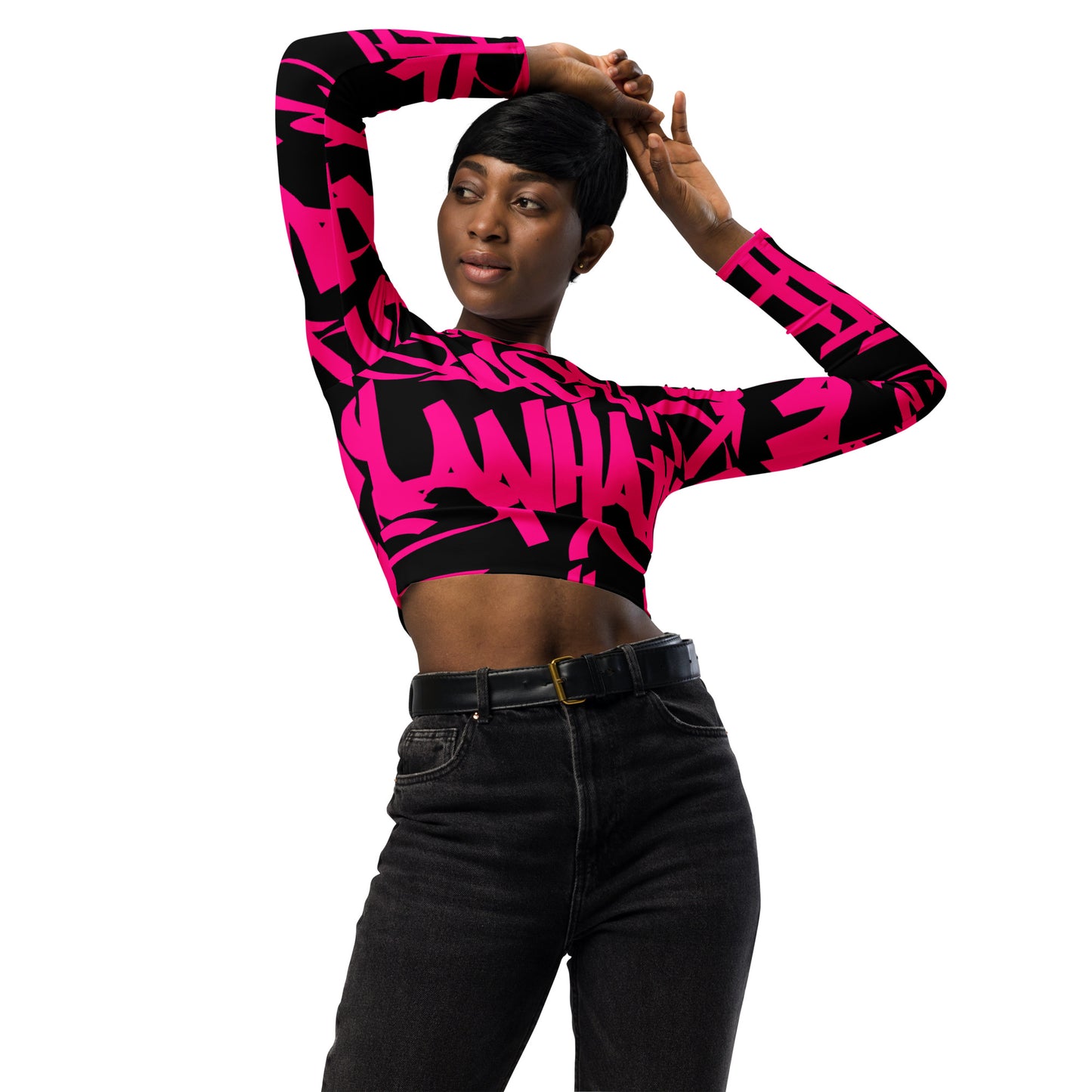 5 Boroughs Long-Sleeve Crop Top Magenta