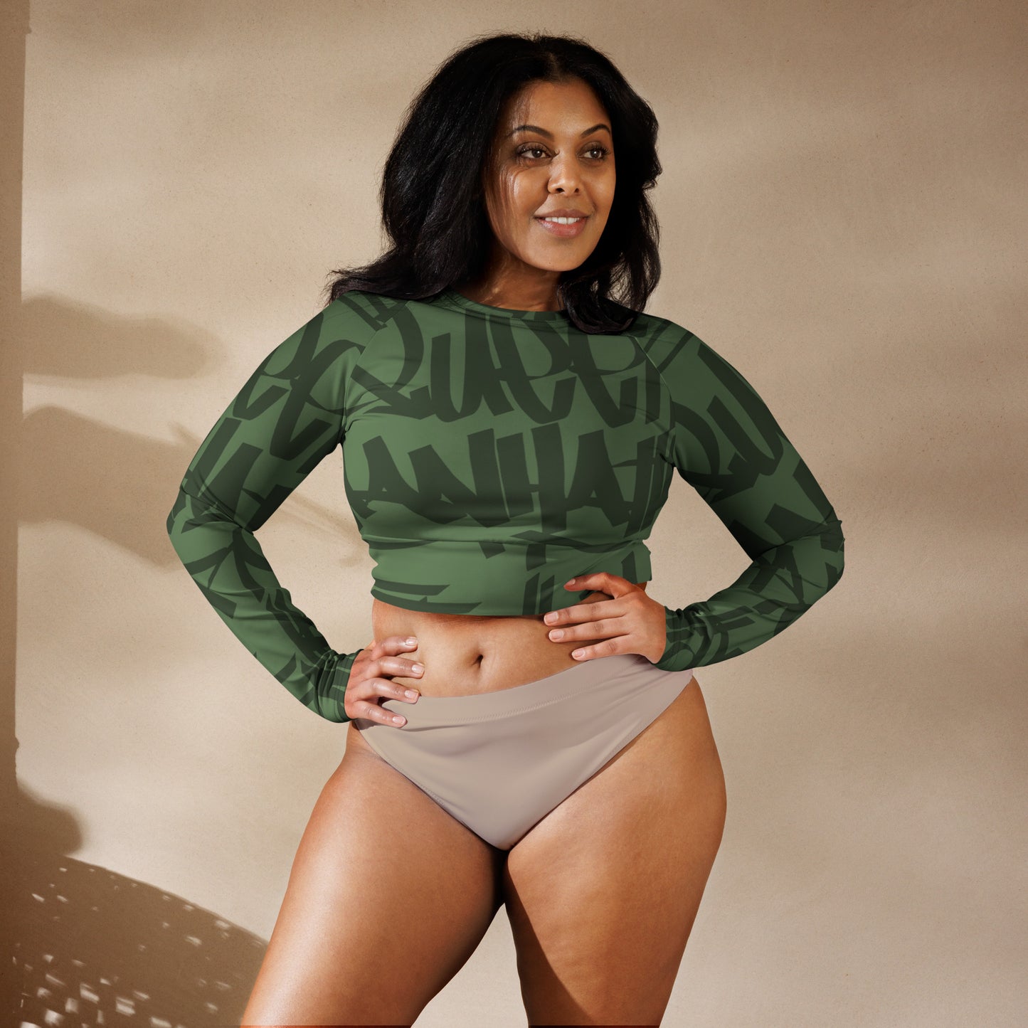 5 Boroughs Long-Sleeve Crop Top Olive