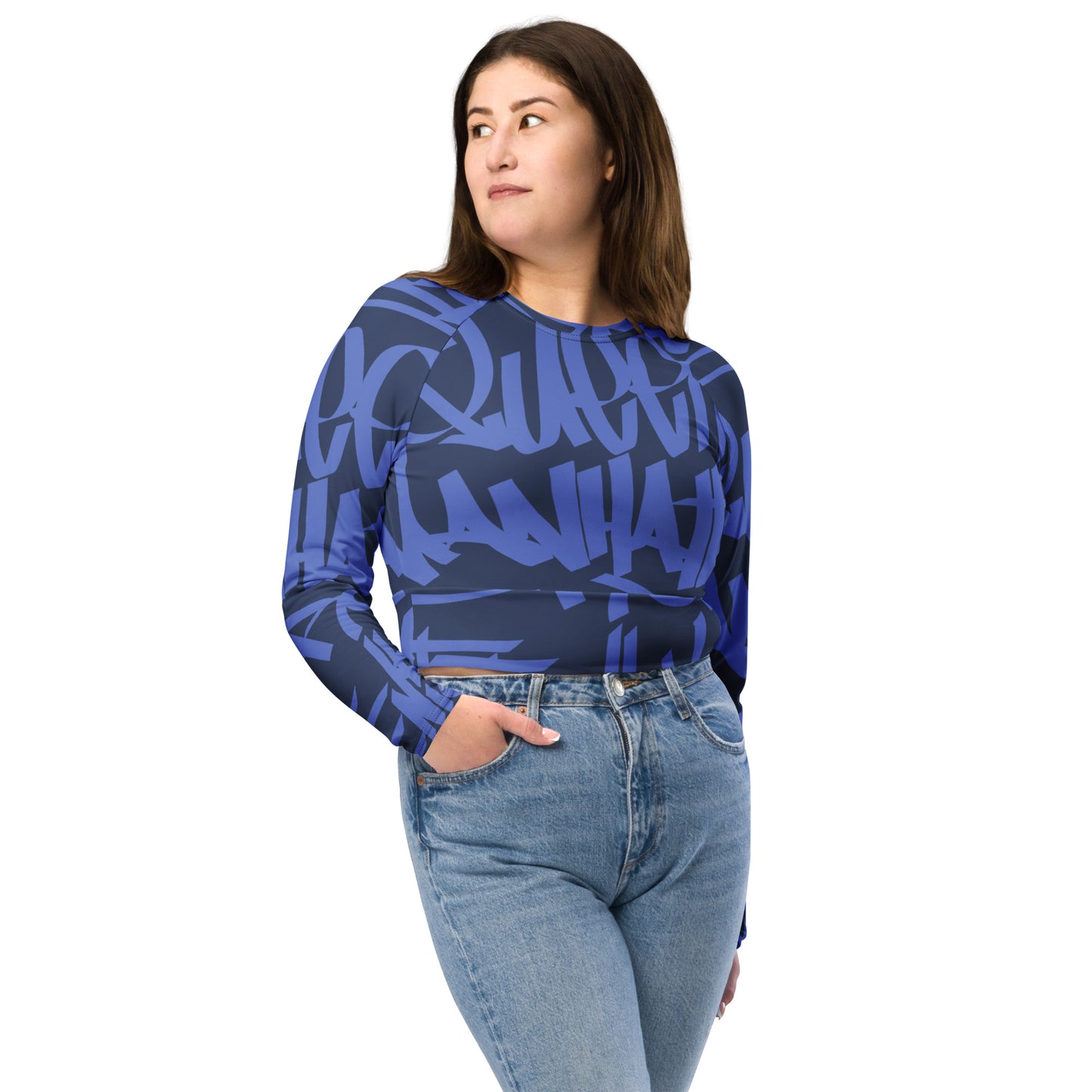 5 Boroughs Long-sleeve Crop Top Azul