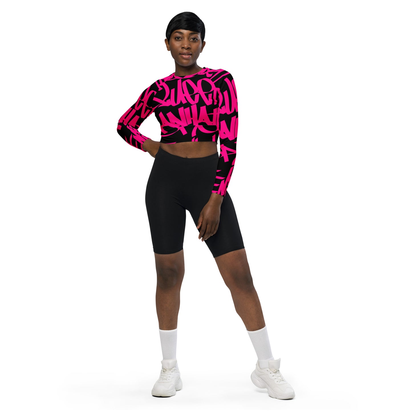 5 Boroughs Long-Sleeve Crop Top Magenta